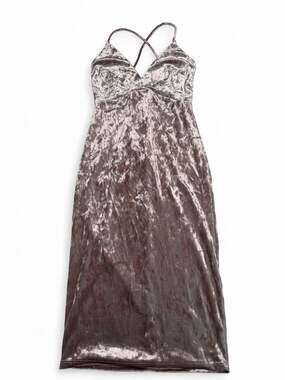 Windsor Mauve Crushed Velvet Maxi Dress with Cross Back Straps